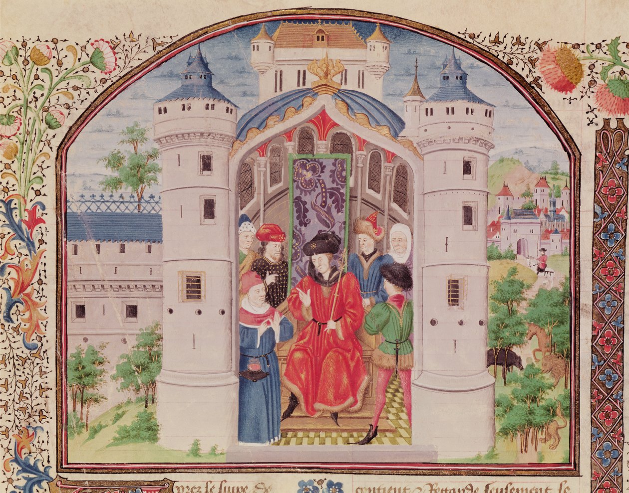 Ms 927 Fol.426 Prezentace ekonomie, z etiky, politiky a ekonomie od Aristotela (384-322 př.nl) detail (viz také 165166) od French School