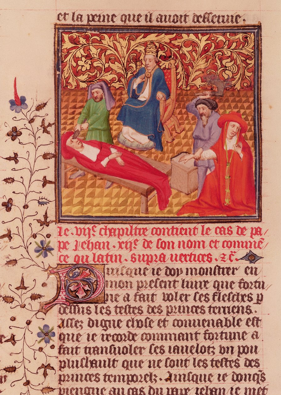 Ms Fr.226 fol.253v. Papež Jan XII. trestá své nepřátele po svém návratu do Říma v roce 964. od French School