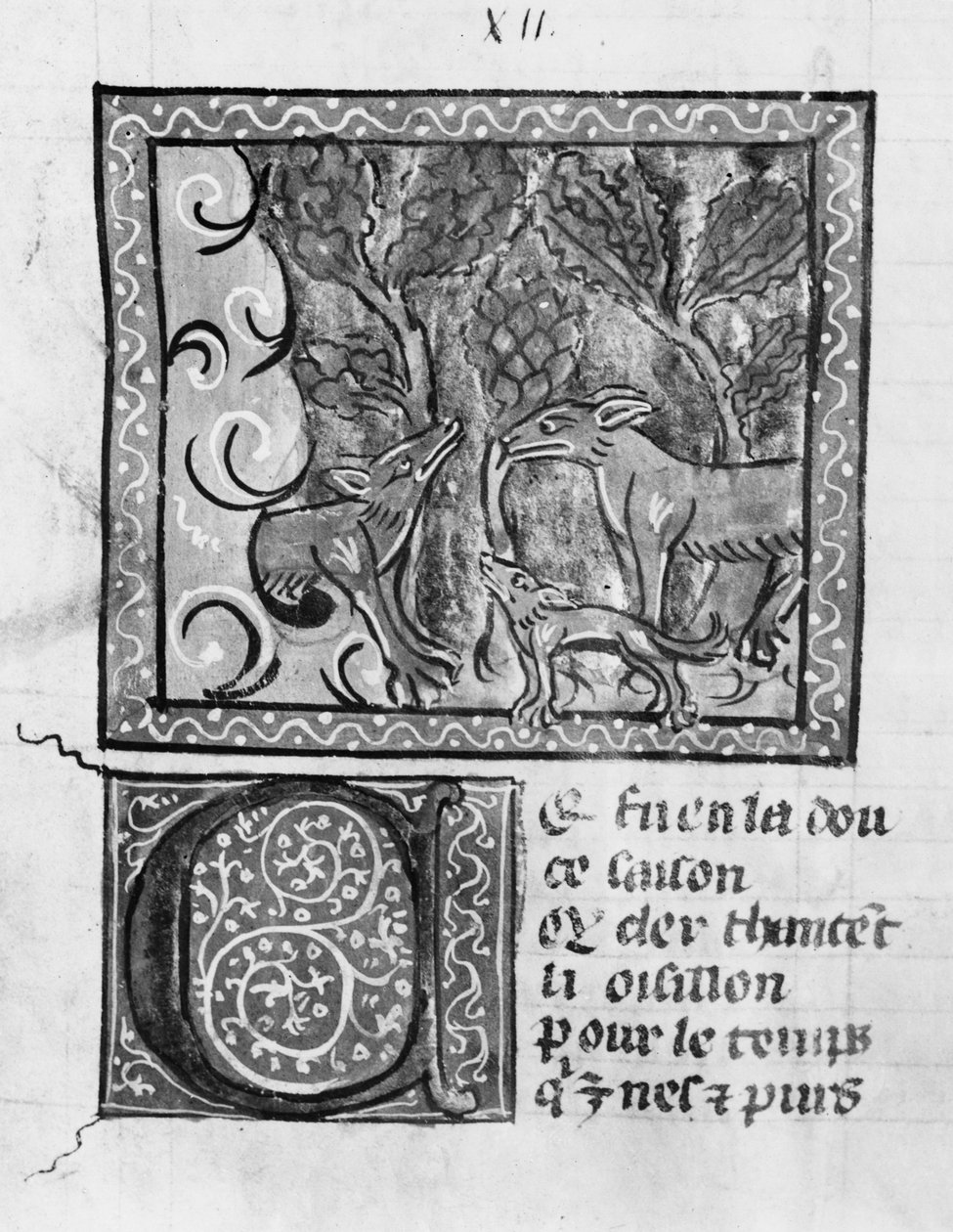 Paní Fr 1580 Liška, vlk a pes, z Le Roman de Renart od French School