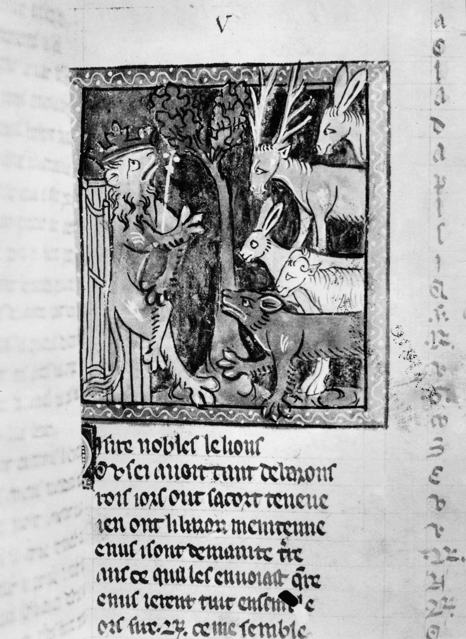 Paní Fr 1581 Noble holding court, ilustrace z Roman de Renart od French School