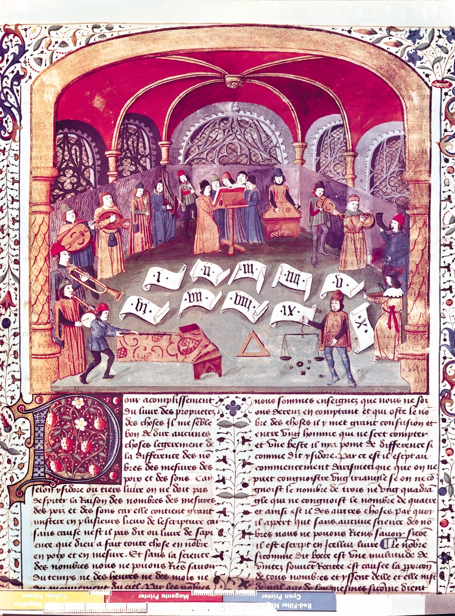 Koncert paní Fr 22532 fol. 336 z Des Proprietez des Choses od Barthelemyho lAnglaise od French School