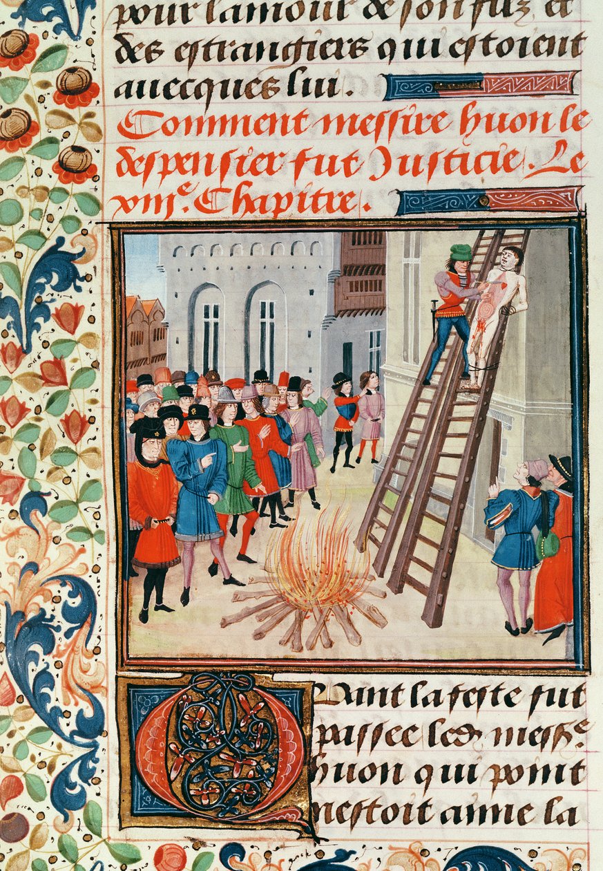 Ms Fr 2643 fol.11 Poprava Hugha Despensera, z Froissartovy kroniky od French School