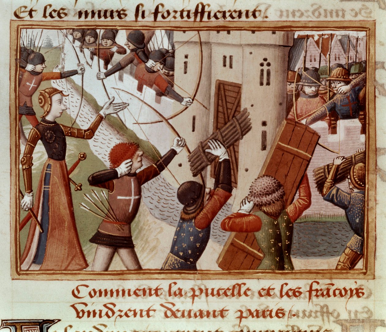 Paní Fr 5054 f.66v Obléhání Paříže, říjen 1428, „Les Vigiles de Charles VII“ od French School