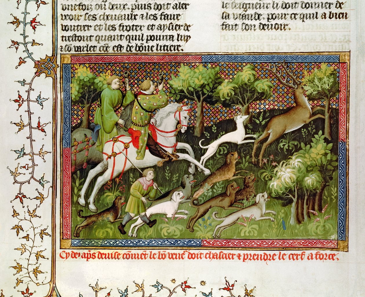 Paní Fr 616 fol. 77 Lov jelenů, z Livre de la Chasse od Gastona Phebuse de Foix (1331-91) od French School