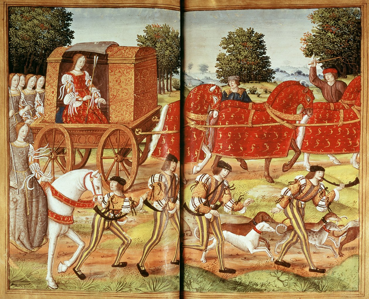 Ms Fr 874 f.31v A Hunt, ilustrace z Ovidiových epištol od French School