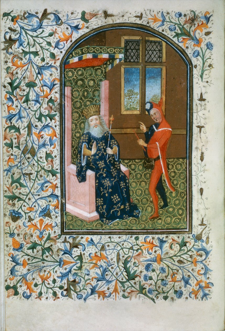 Paní Gen 288 f.156v Král a šašek, c.1460 od French School