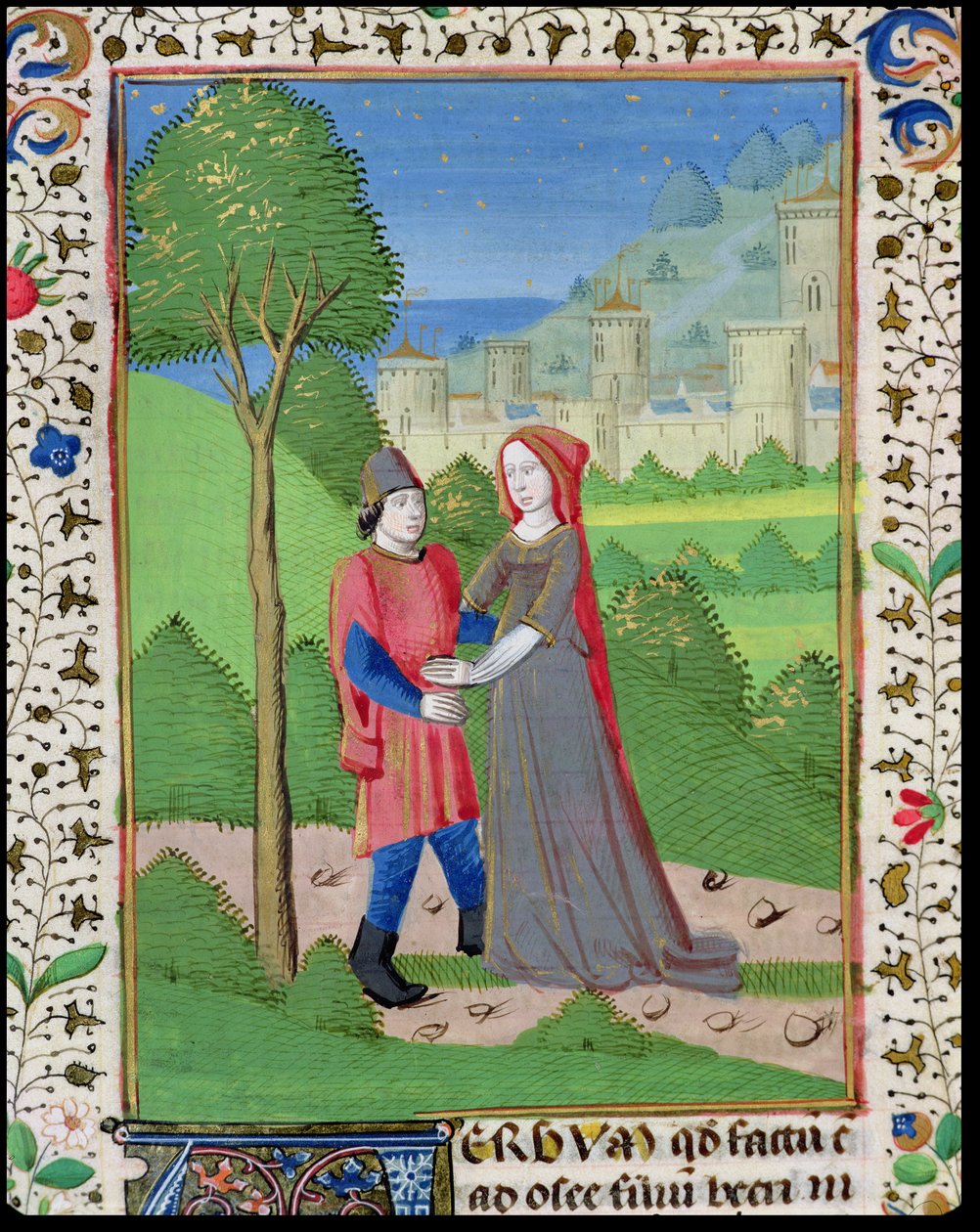 Ms. H7 fol.103v Ozeáš a prostitutka, z Bible Jana XXII. od French School