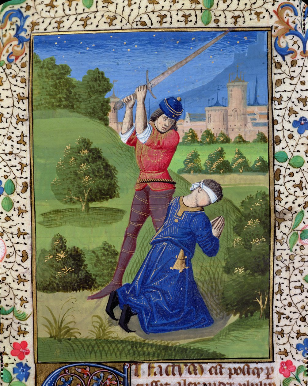 Ms H 7r Stětí Alexandra I. Balase z Bible Jana XXII. od French School