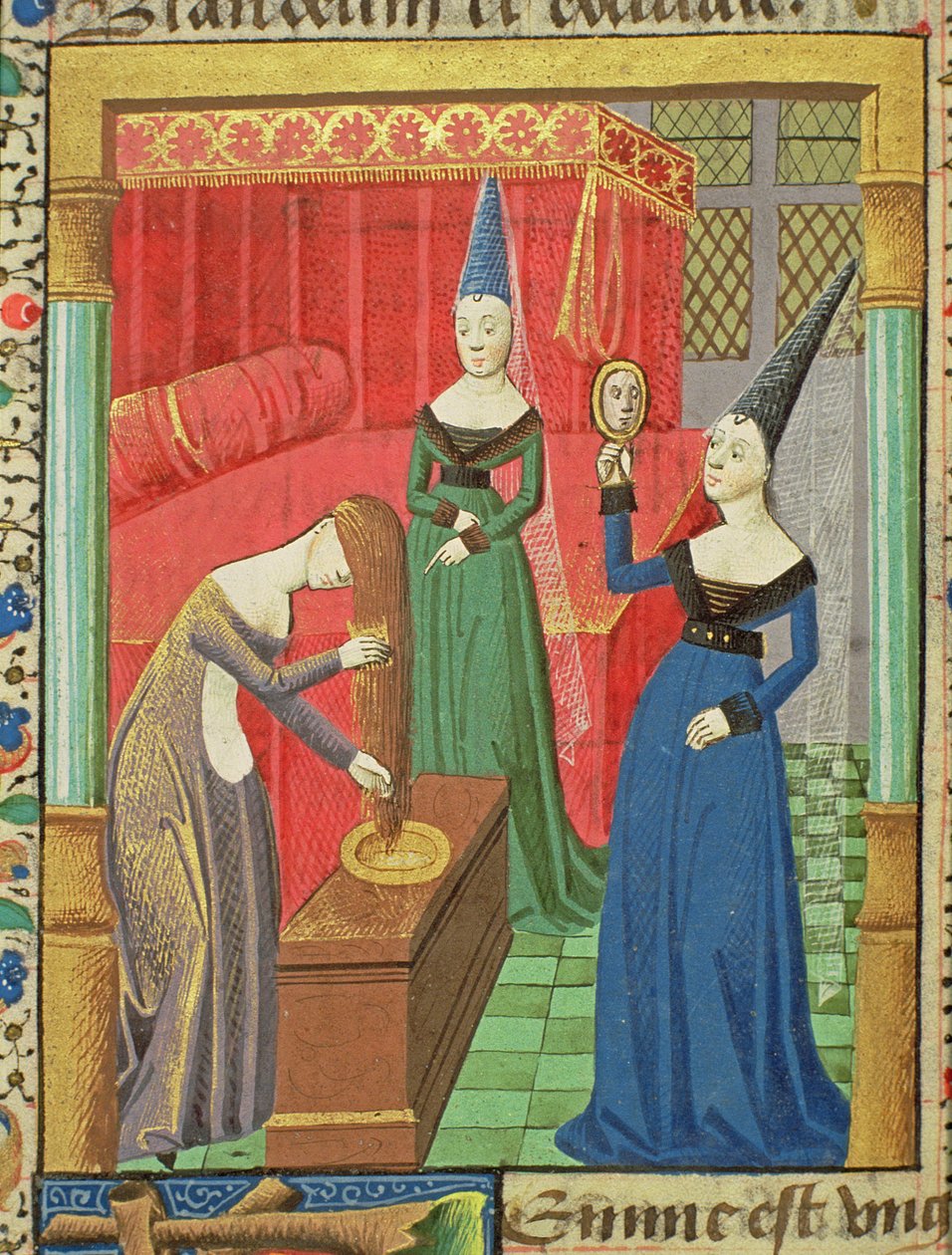 Ms Hunter 208 f.48v Feminine Marnosti, z Pád princů, Giovanni Boccaccio (1313-75) 1472 od French School