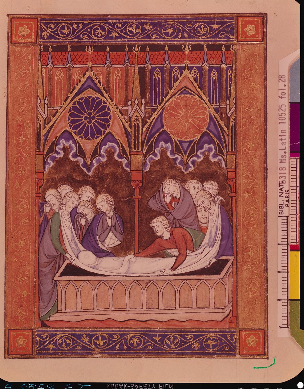 Ms Lat 10525 Fol.28 Pohřeb Jákoba v Kanaánu, z žaltáře St. Louis, c.1258-70 od French School