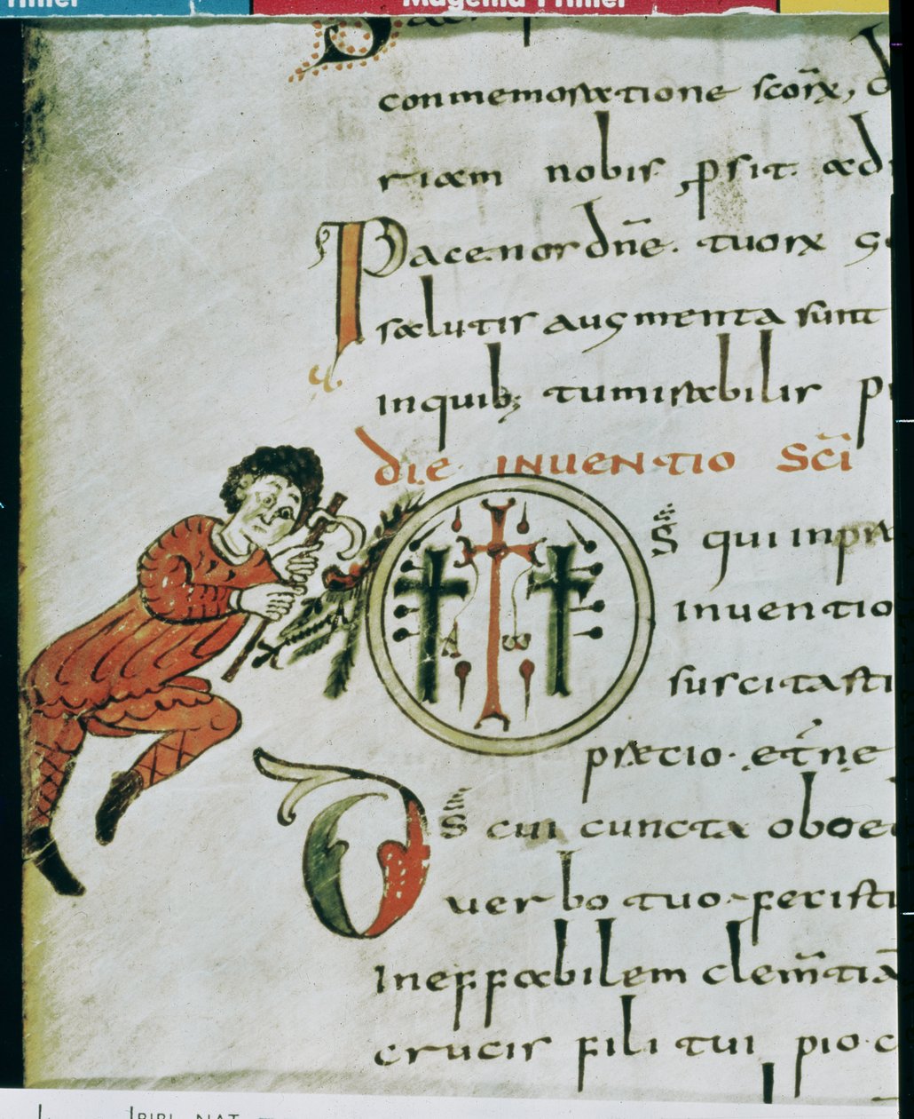 Paní Lat 1248 fol. 76v Historická iniciála O, ze Sacramentary of Gellone od French School