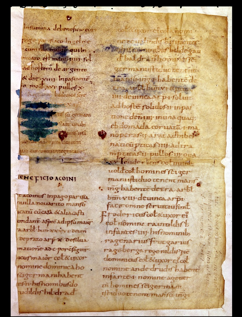 Paní Lat 12832 Fol.A Inventář vlastnictví karolínského majetku, z polyptychu opata Irminona ze Saint-Germain-des-Pres od French School