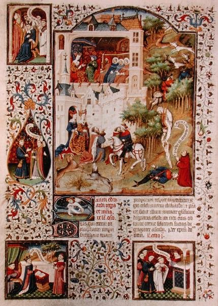 Paní Lat 17294 Smrt sv. Edwarda Vyznavače (1003-66) z Breviáře vévody z Bedfordu, kolem 1424-1435 (vellum) od French School