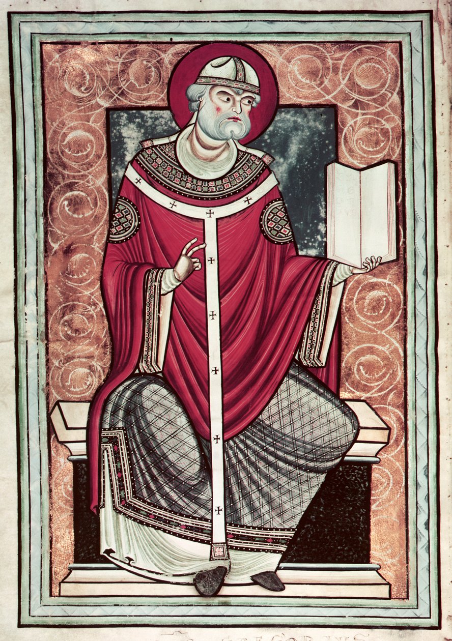 Paní Lat 2287 f.1v St. Gregory (c.540-604) z Letter of Saint Gregory od French School