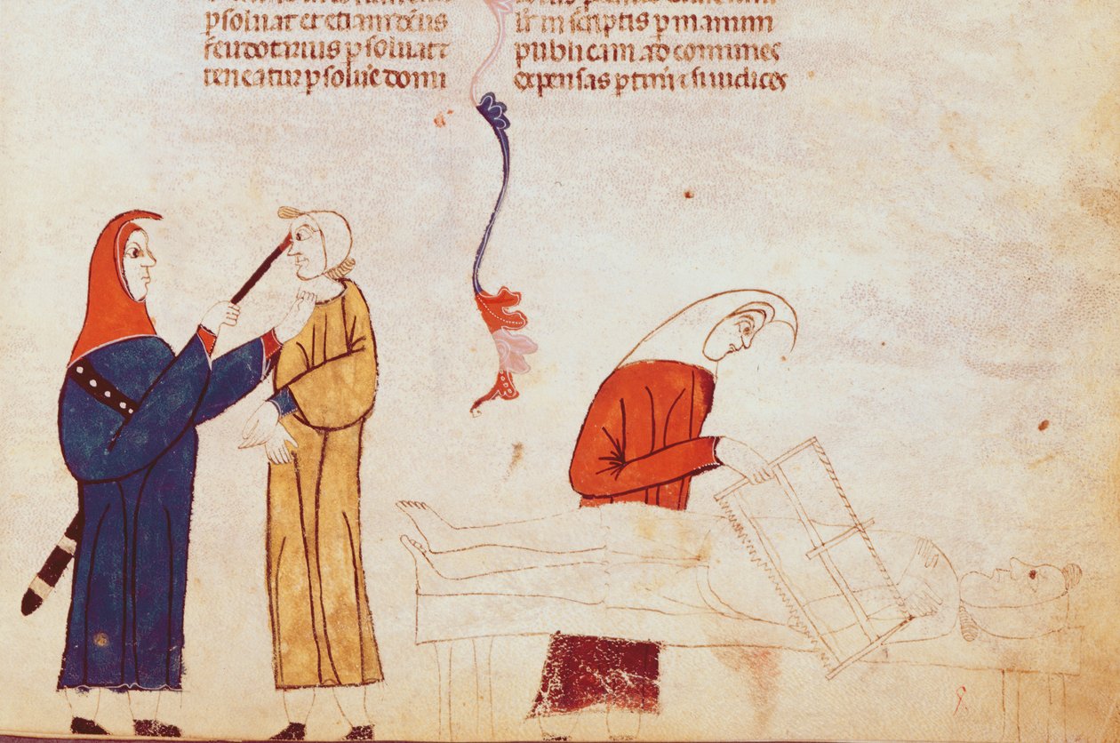 Paní Lat 9187 fol. 24 Scéna mučení, z Les Coutumes de Toulouse od French School