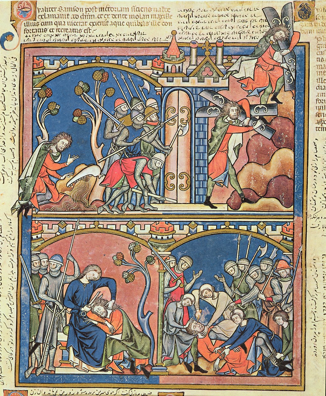 Paní M 638 fol.15r Samson a Dalila, z Morgan Picture Bible, c.1244-54 od French School