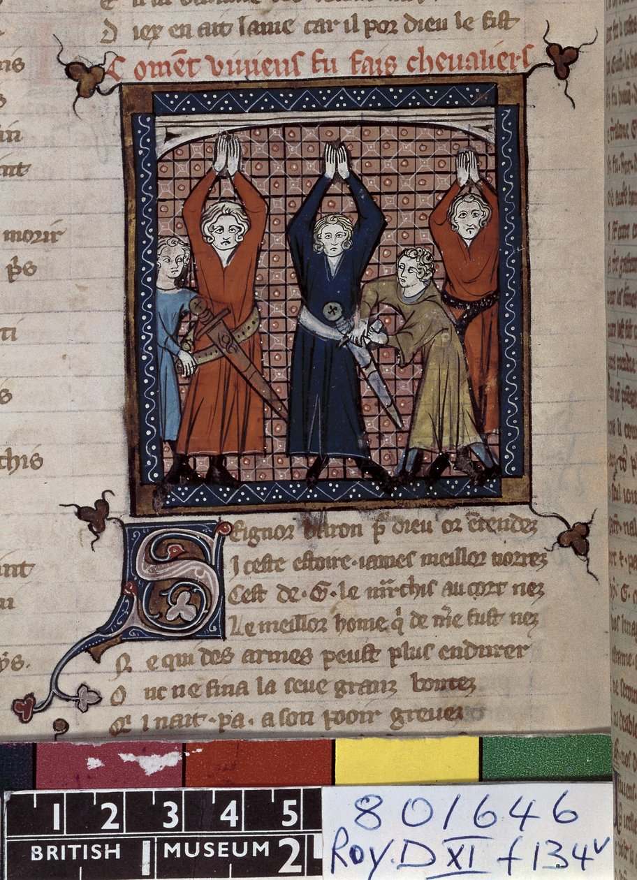 Paní Roy 20 D XI fol. 134v Vivian a další skládají přísahu, z 