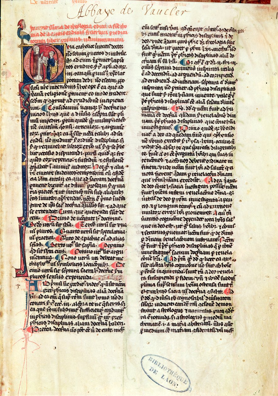 Paní de Vauclair 160 Fol.1 Strana ze Somme de Theologie od sv. Tomáše Akvinského (1225-74) od French School