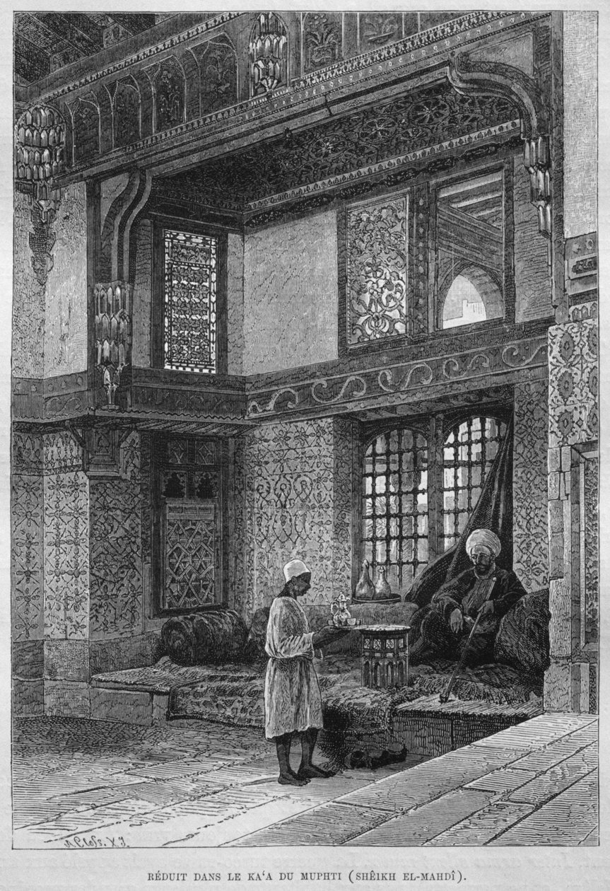 Mufti dům, Qaa, z LEgypta Georga Moritze Eberse (1837-98), 1881 (č. rytina) od French School