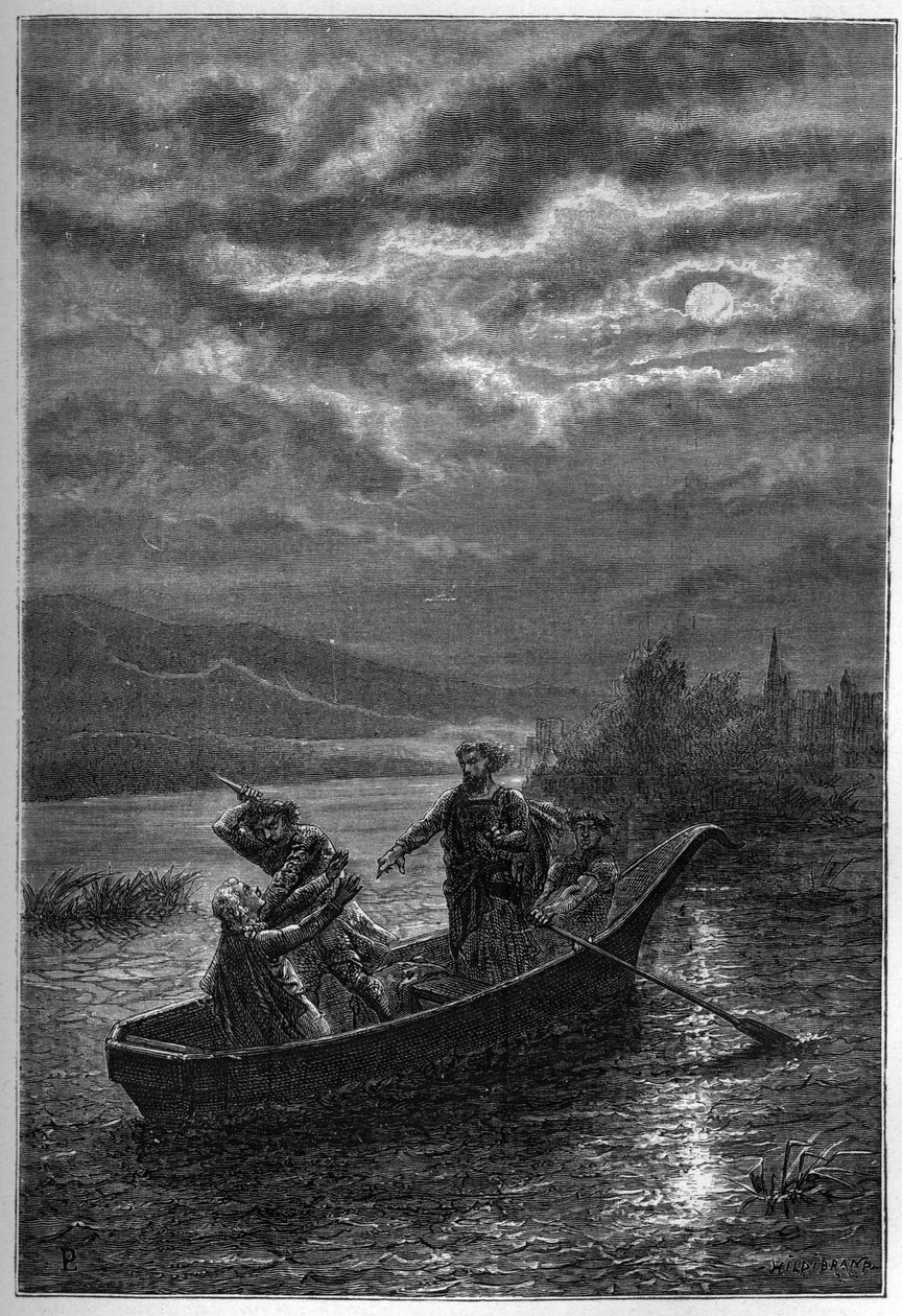 Vražda prince Artuše I (1186-1203) vévoda z Bretaně, John Lackland v Rouen (Francie), v roce 1203 - Vražda Artuše I (1186-1203), vévody z Bretaně, králem Johnem Lacklandem (1167-1216) a Rouen v roce 1203 - rytina „L