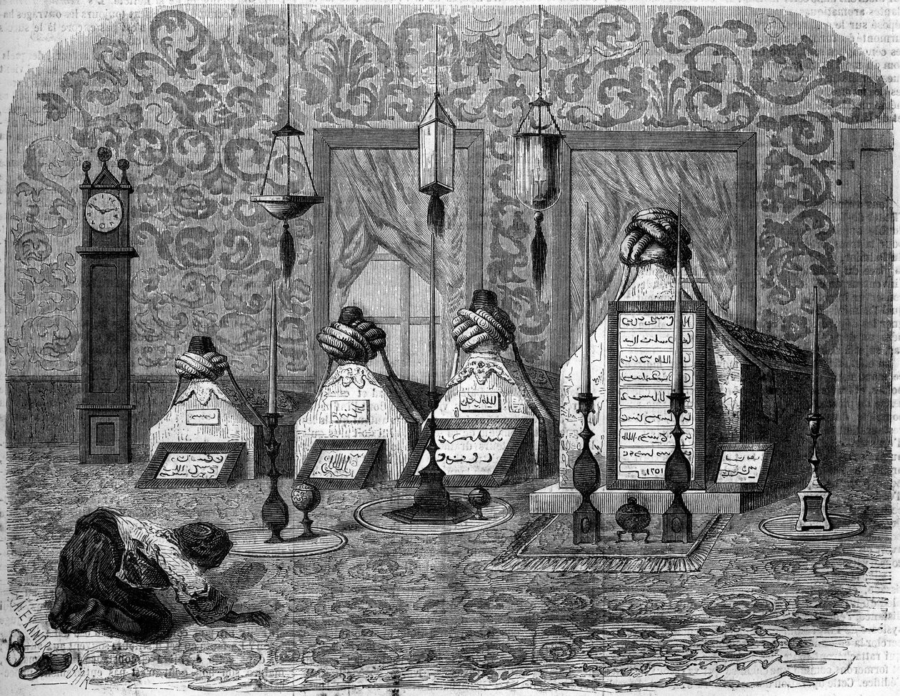 Muslimské pohřební umění: turby (hrobky) bouřících se dervišů. Scutari, Turecko od French School