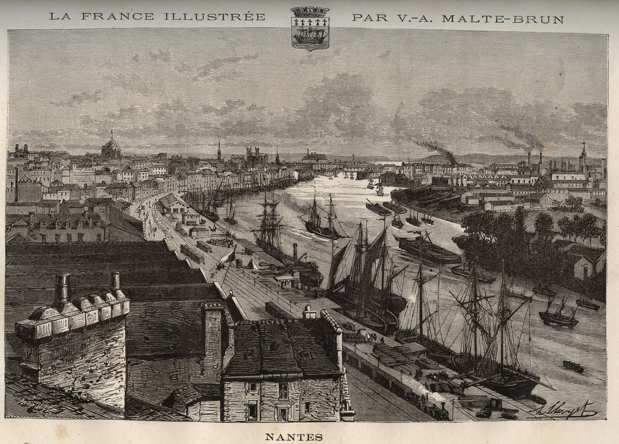 Nantes - Loire-Atlantique - rytina v „La France illustrée: geografie, historie, statistická správa“ od V.A. Malt-Brown. 1884 od French School