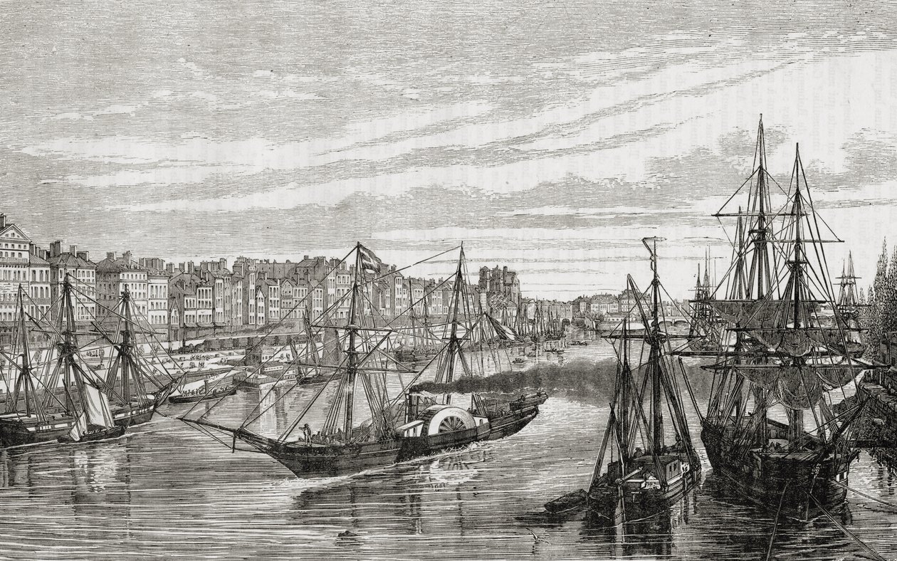 Nantes, Francie, v 18. století, z „Histoire de la Revolution Francaise“ od Louise Blanca (1811-82), vyryto Charlesem Maurandem (fl. 1863-81) 1847-62 od French School