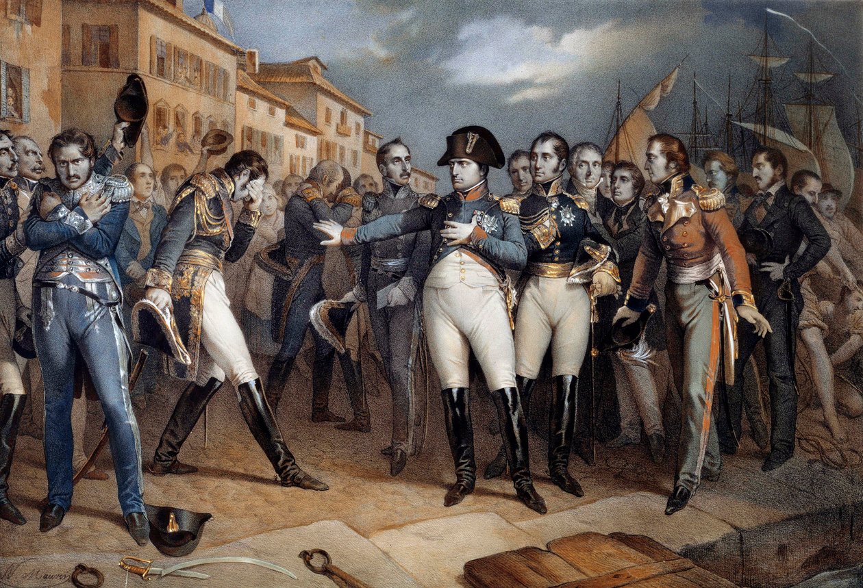 Napoleon I. (1769-1821) se podřídil britským zákonům a 14. 7. 1815 odešel Litografie kolem roku 1815 Ile d