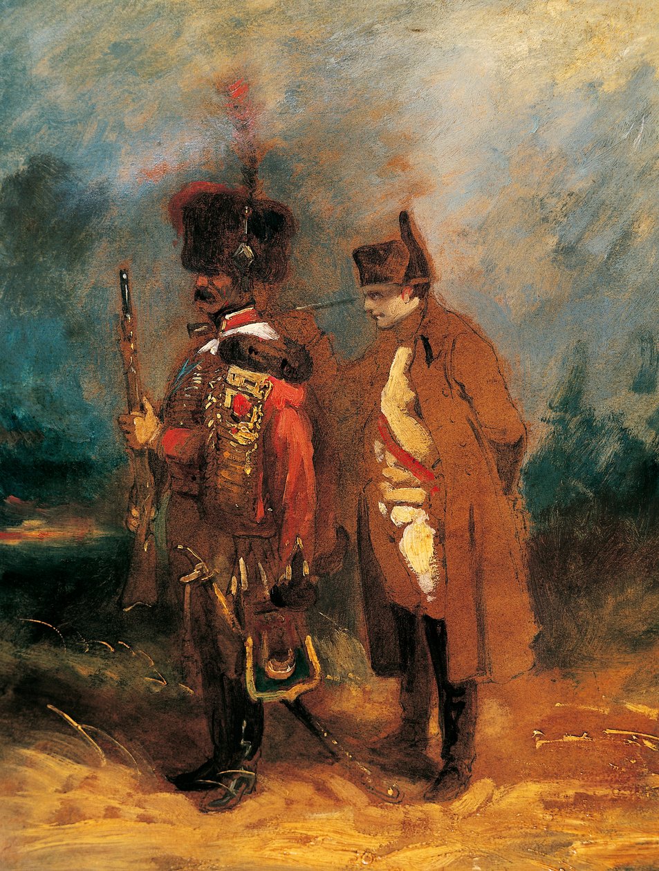 Napoleon během obrany Francie v roce 1814 (olej na plátně) od French School