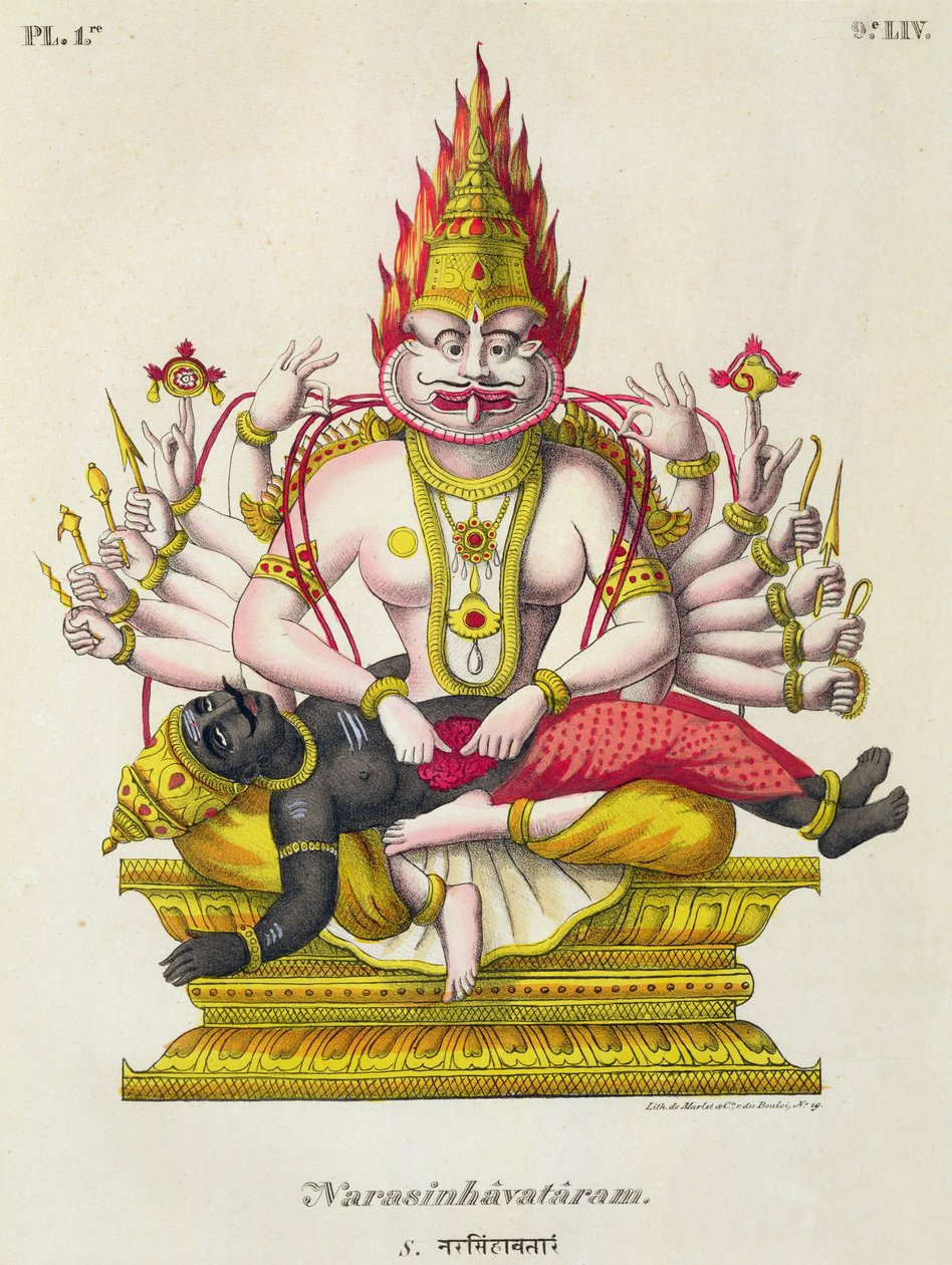 Narasimha, vyrytý de Marletem od French School