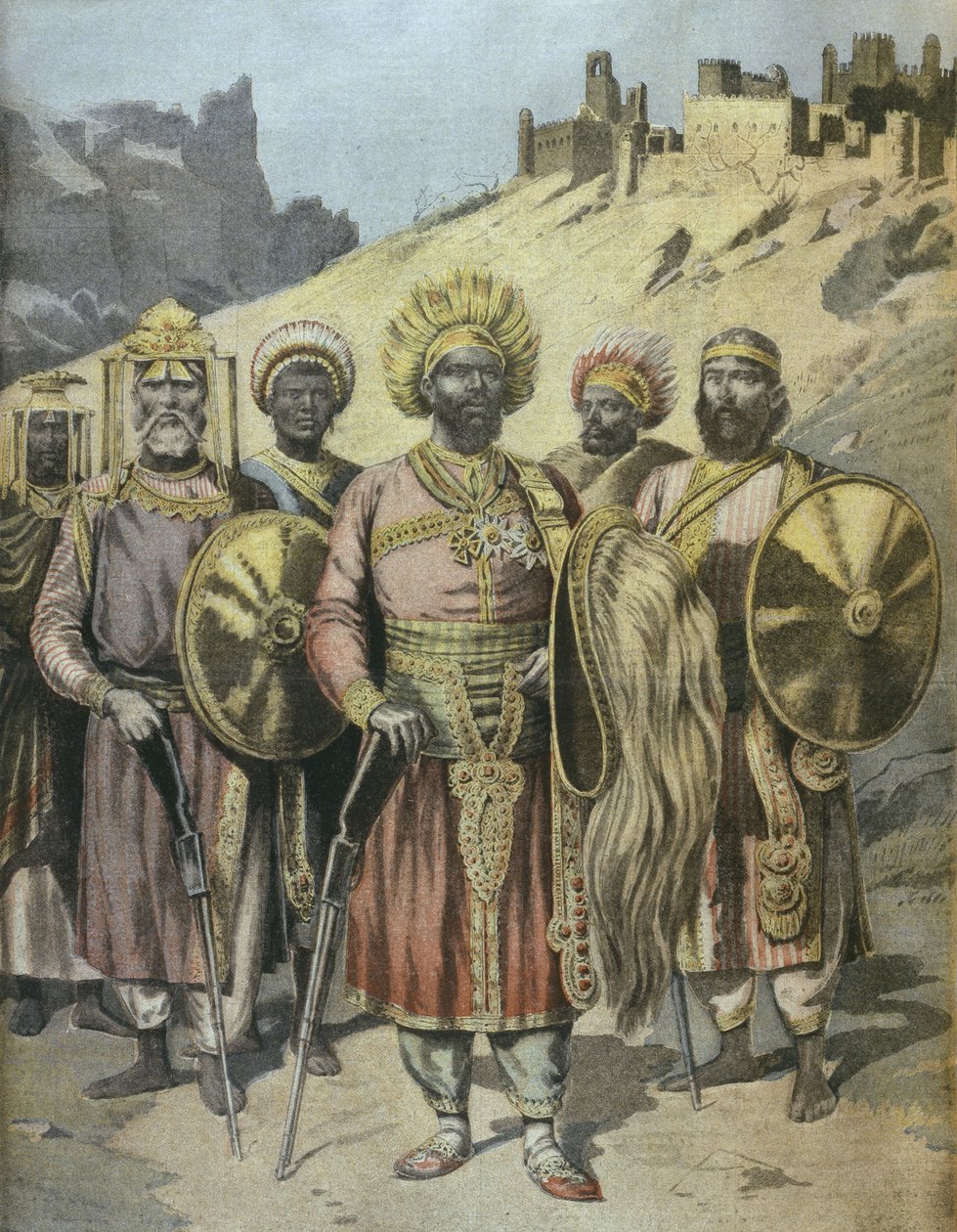 Negus Habešský, Menelik II (1844-1913), ilustrace z Le Petit Journal, listopad 1895 od French School