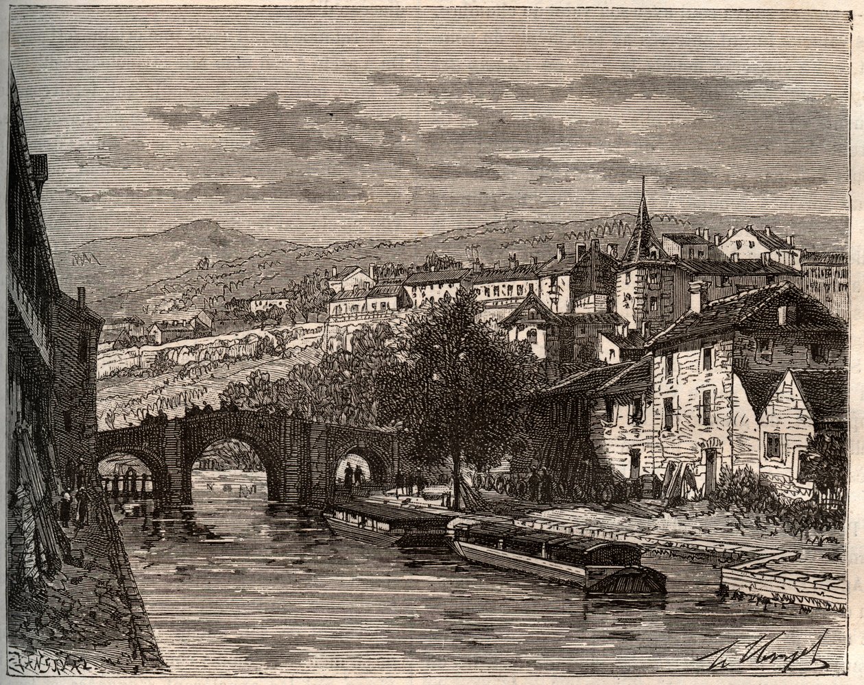 Nerac - Lot-et-Garonne - rytina v „La France illustrée: geografie, historie, statistická správa“ od V.A. Malt-Brown. 1884 od French School
