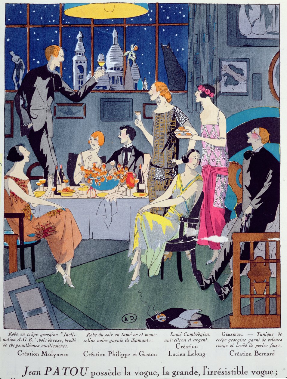 Silvestr, módní deska z Art, Gout, Beaute, vydaná v Paříži, prosinec 1923 (pochoir print) od French School