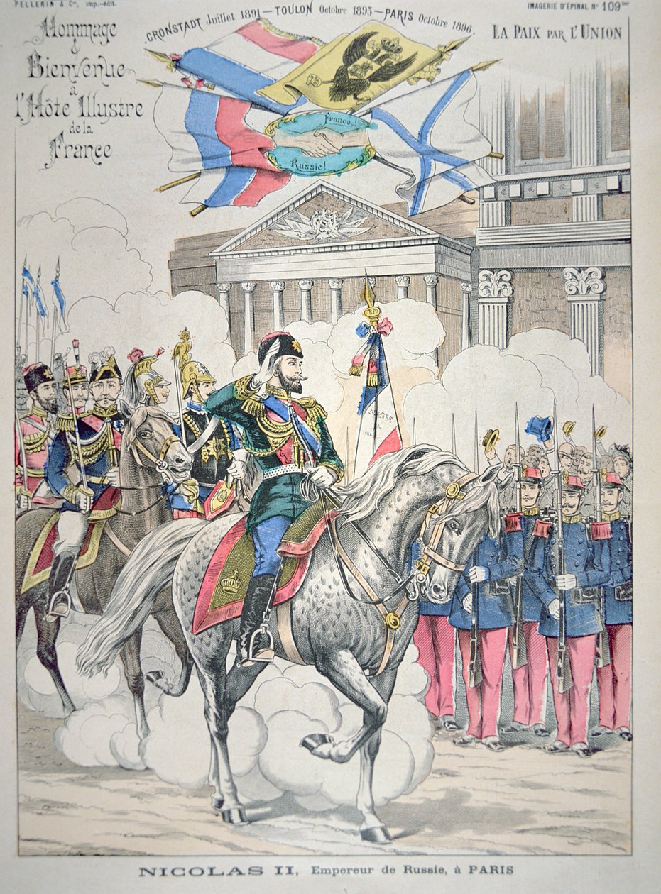 Nicholas II navštíví Paříž v říjnu 1896 (barevné lito) od French School