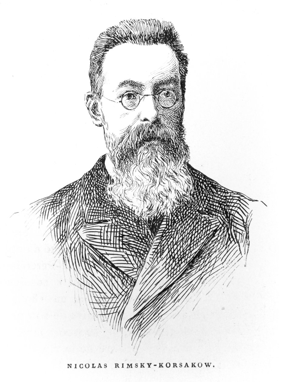 Nicolai Andrejevič Rimskij-Korsakov (1844-1908), ilustrace z LHistoire de la Musique en Russie od Alberta Soubiese, vydáno v Paříži, 1898 od French School