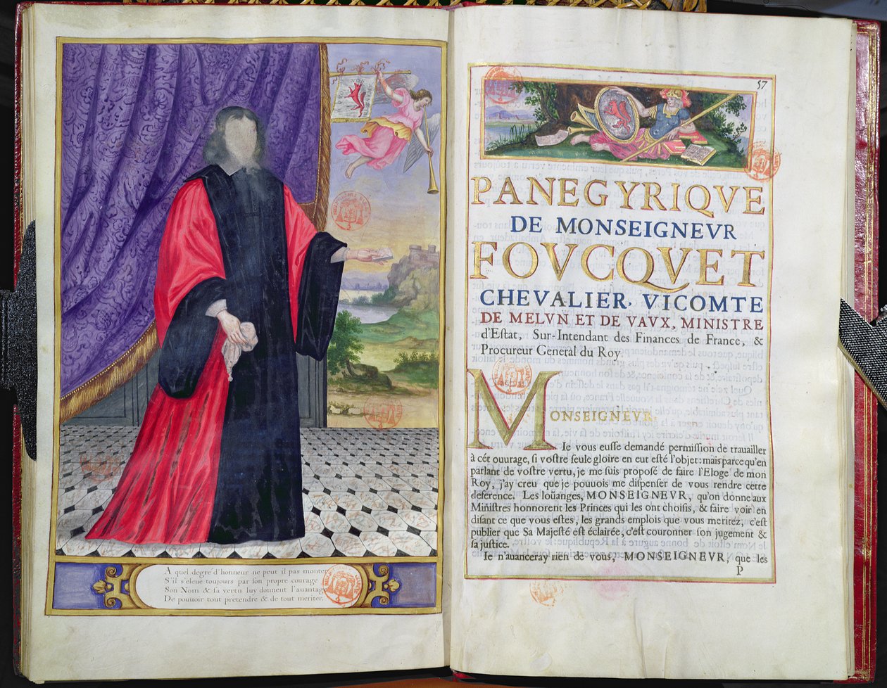 Nicolas Fouquet (1615-80) ilustrace z Les Panegyriques des Hommes Illustres de Notre Siecle od Puget de la Serre, 1655 od French School