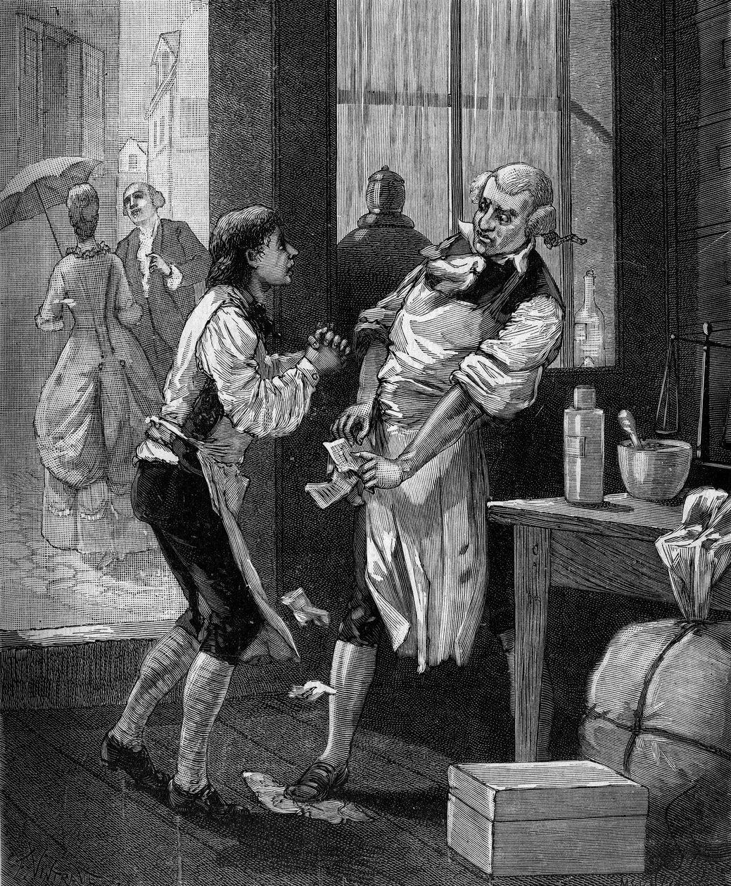 Nicolas Louis Vauquelin, francouzský chemik (1763 - 1829) pracoval nejprve v lékárně. v „Histoire populaire des sciences, vynálezy a objevy od prvních století do současnosti“ od Bitarda Adolphe 1880. od French School