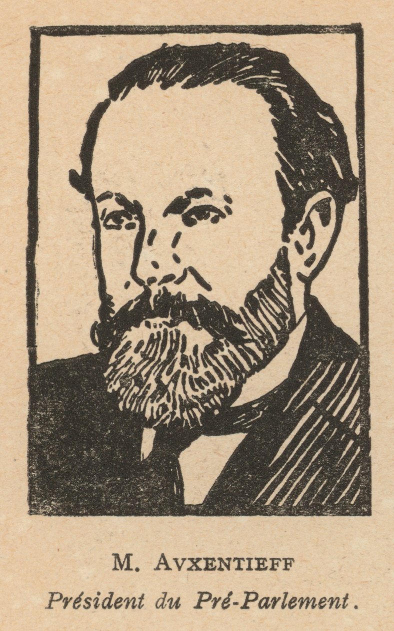 Nikolaj Avksentiev, politik Ruské socialistické revoluční strany (litografie) od French School