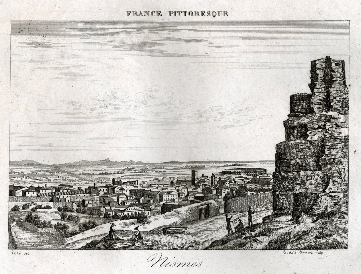 Nimes. (rytina, cca 1850) od French School