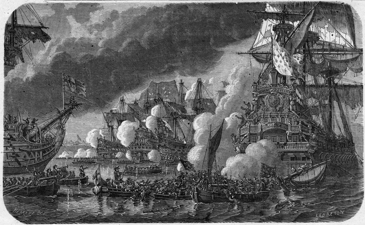 Devítiletá válka (válka ligy Augsburg) (1688-1697): bitva u Hougue dne 19.5.1692 mezi anglicko-nizozemskou flotilou a francouzskou flotilou viceadmirála Anne Hilarion z Costentinu (Cotentin) , hrabě z Tourville (1642-1701). Viděla porážku od French School