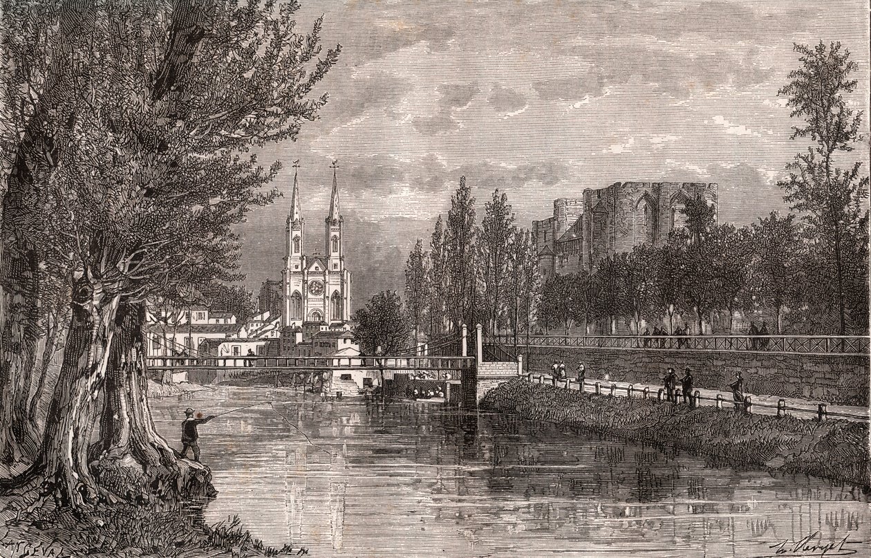 Niort - Deux-Sevres - rytina v „La France illustrée: geografie, historie, statistická správa“ od V.A. Malt-Brown. 1884 od French School