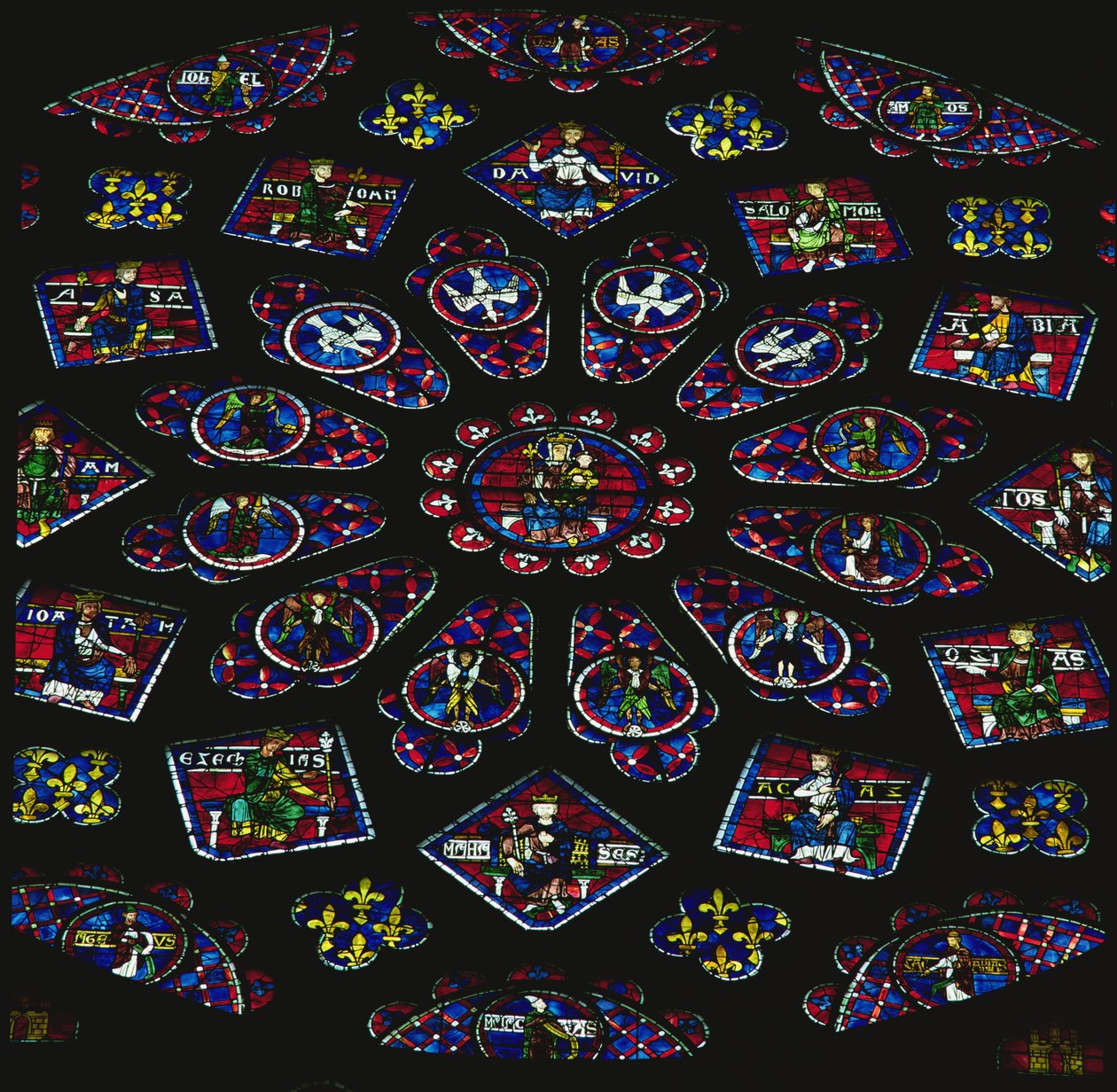 Severní rozeta, zasklená 1234 od French School