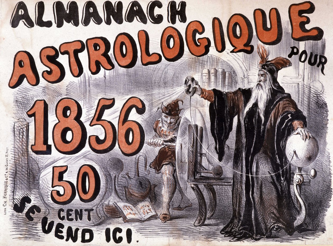 Nostradamus, astrolog osvětlující budoucnost - v „Almanach Astrologique““ z roku 1856 od French School
