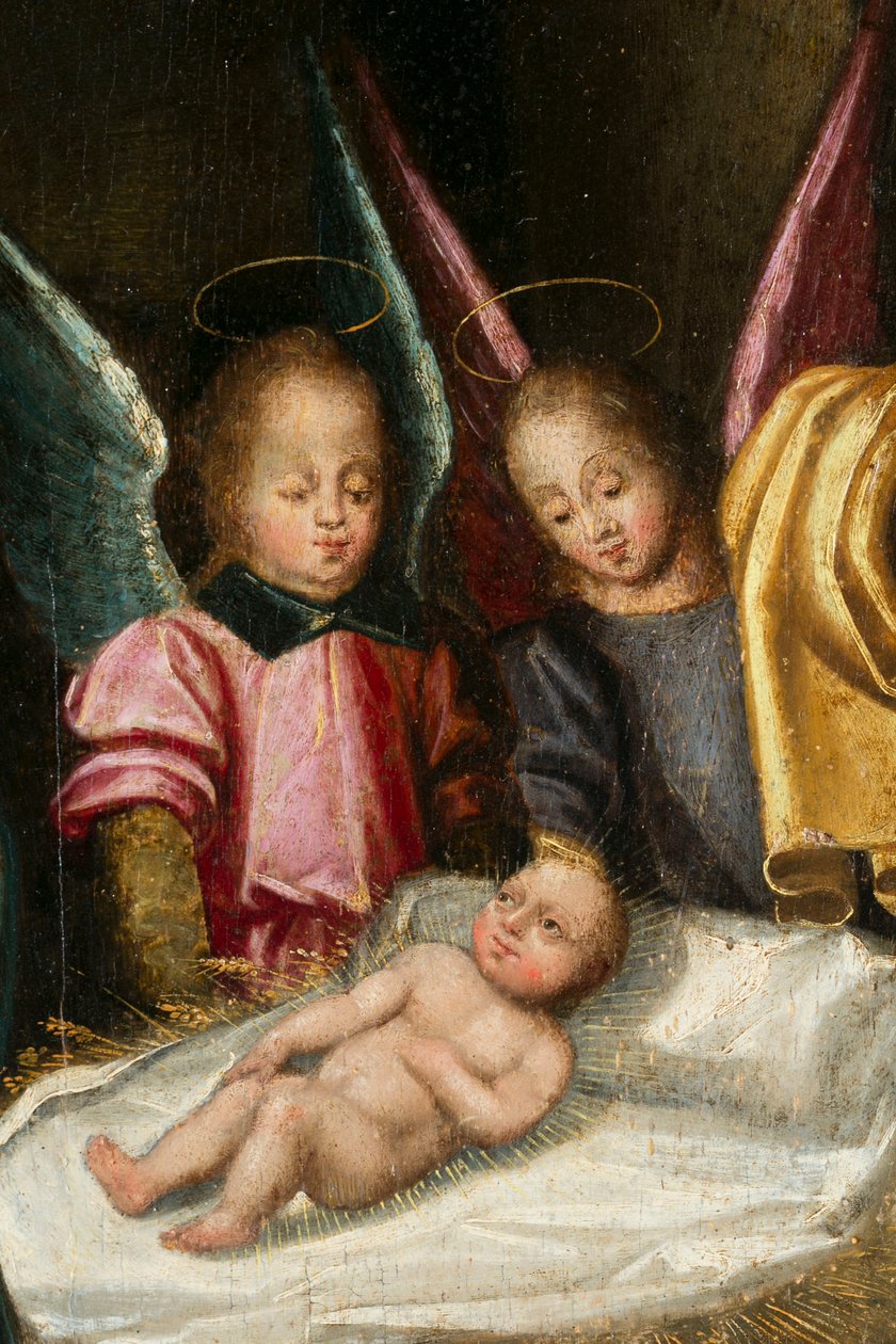 Narození, detail. Triptych Aubrey od French School