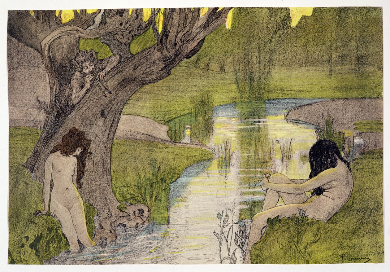 Nymphs Bathing, od LEstampe Moderne, publikoval Paříž 1897-99 od French School
