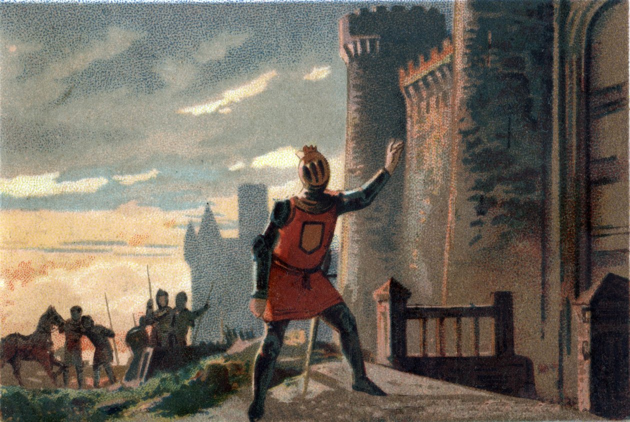 Stoletá válka: po porážce bitvy u Crecy zaklepe francouzský král Filip VI. z Valois (1294-1350) na dveře zámku de Broye a říká: "Otevřete, je to štěstí Francie!" (nebo „Otevřete, to je neštěstí král Francie! od French School