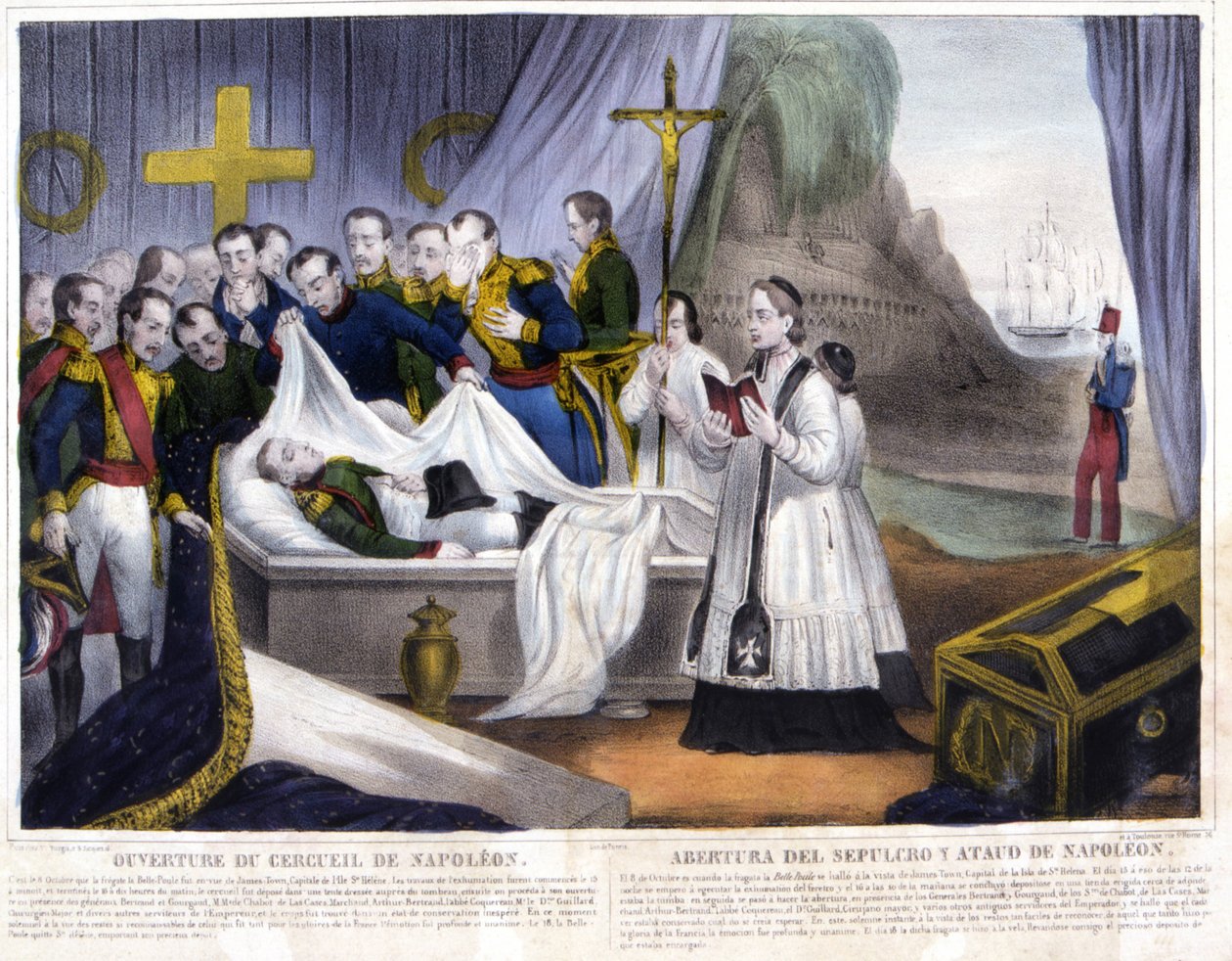 Otevření Napoleonovy rakve na ostrově Svatá Helena, 16. října. od French School