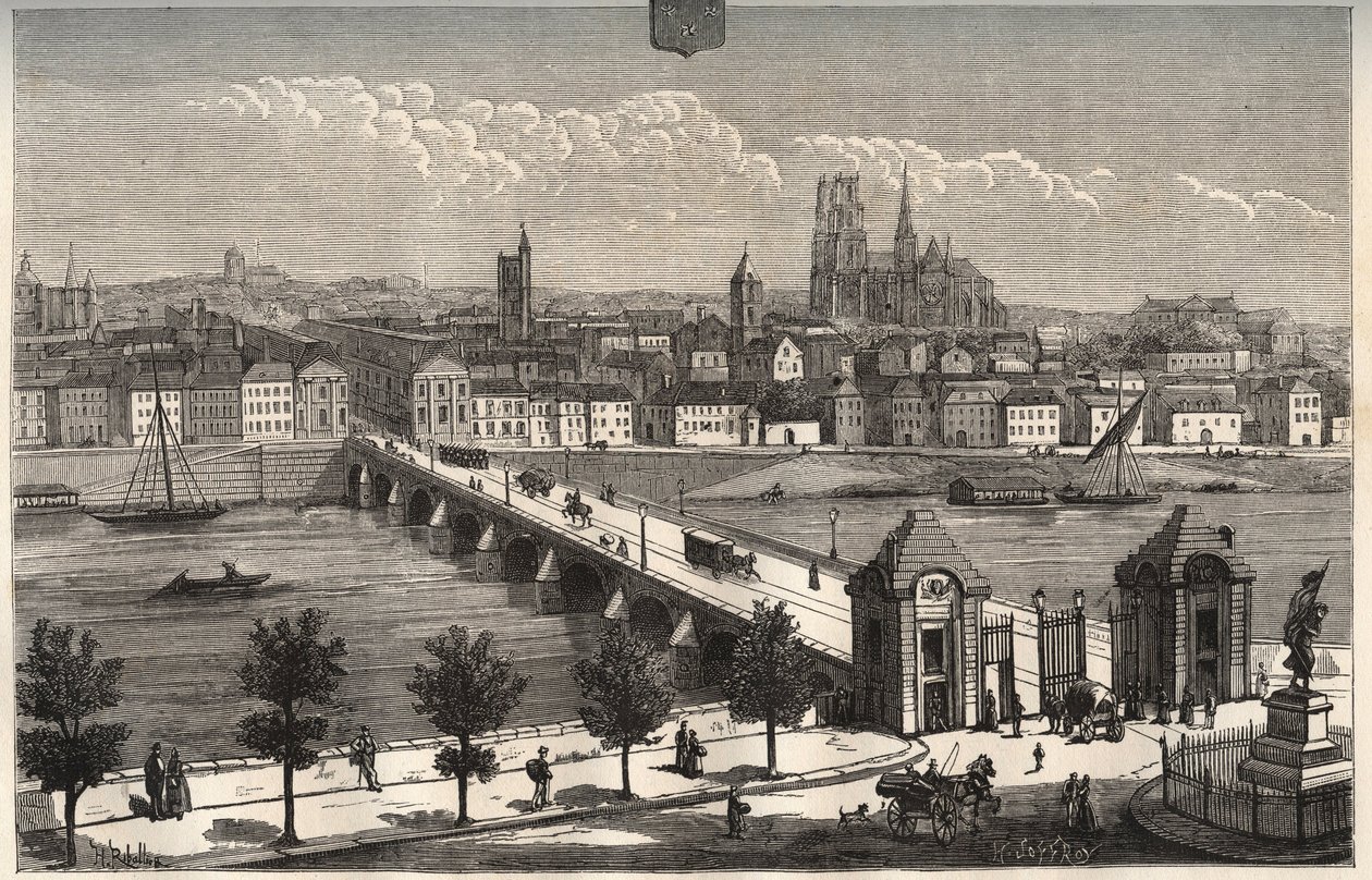 Orleans - Centre-Val de Loire - rytina v „La France illustree: geografie, historie, statistická správa“ od V.A. Sladově hnědá. 1884 od French School