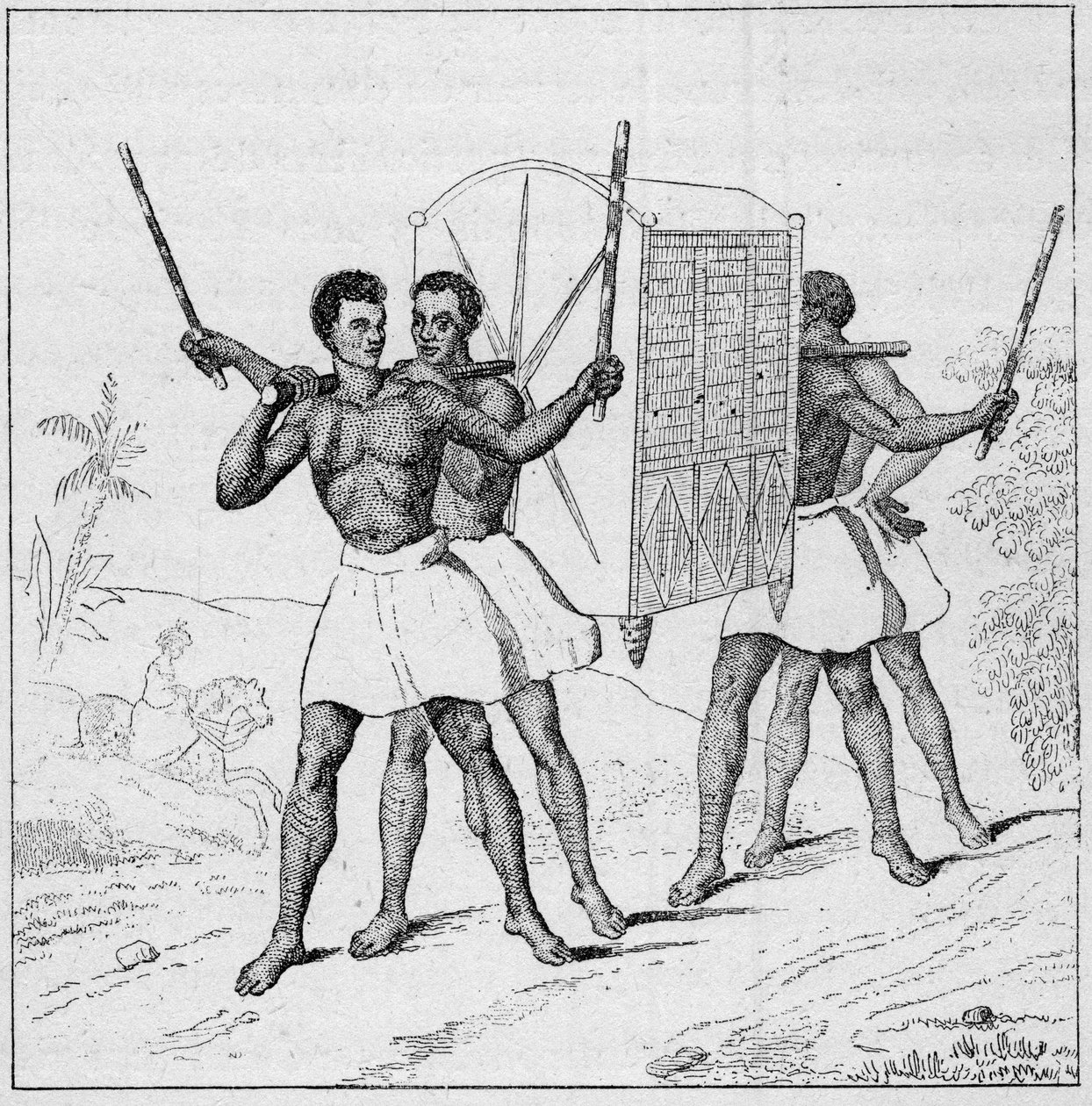 Palanquin výlet na ostrov Bourbon (Ostrov Réunion) v 18. století. Rytina v „La Marine et les colonies: commerce“ od French School