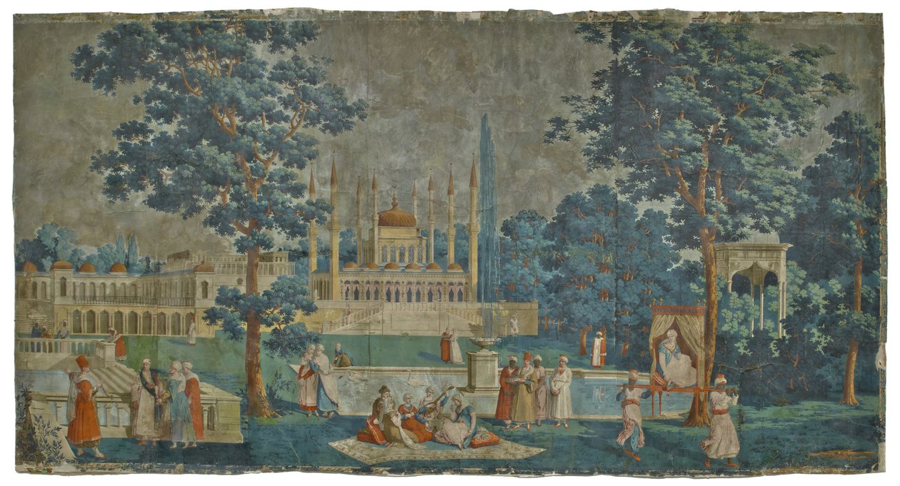 Panel z Les Rives du Bosphore, 1828 (papír) od French School